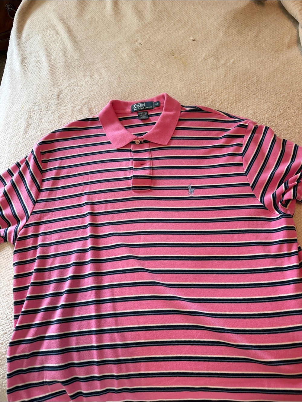 Polo by Ralph Lauren Pink Navy Striped Polo Shirt